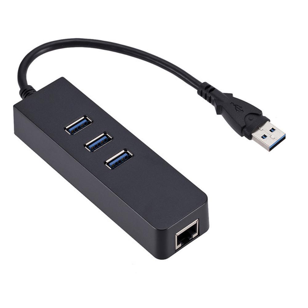 Док-станция: Гигабитный сетевой адаптер 1-в-4 + 3-портовый USB 3.0 на RJ45, без драйверов