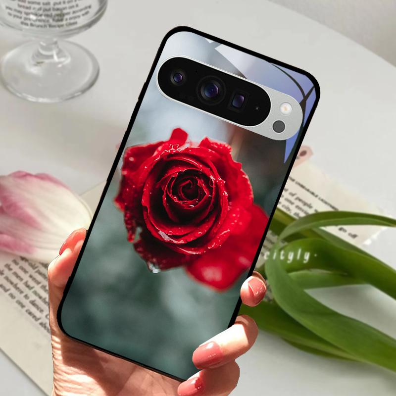 Модный Стеклянный Чехол для Google Pixel 8a Чехол Pixel8 Pro Жесткий ПК Закаленное Стекло Черный Чехол для Телефона Для GOOGLE PIXEL 8 Защитные Чехлы