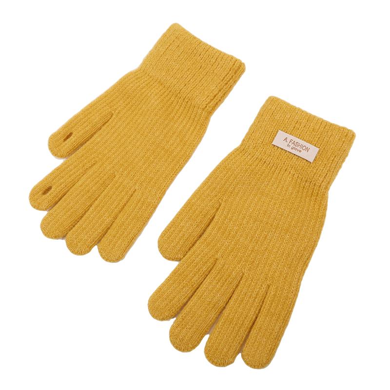 Зимние перчатки для сенсорных экранов для женщин и мужчин, теплые эластичные трикотажные варежки из искусственной шерсти с закрытыми пальцами