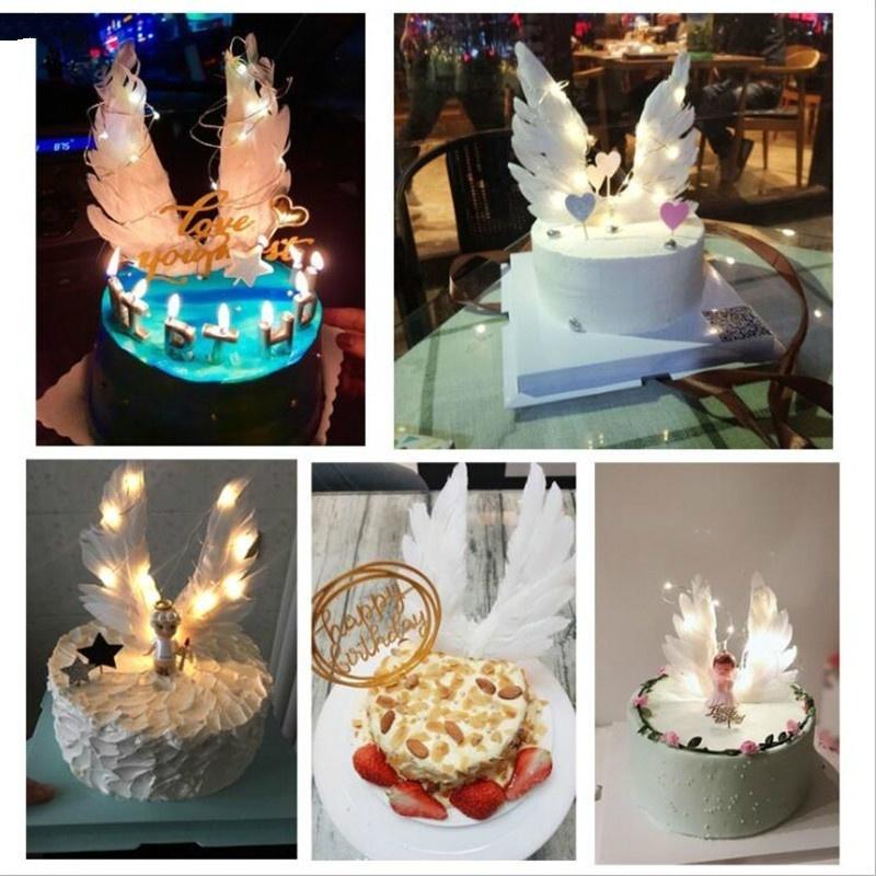 Angel Wings Cake Toppers Wedding Cupcake Cake Flag Party Decoration Happy Birthday