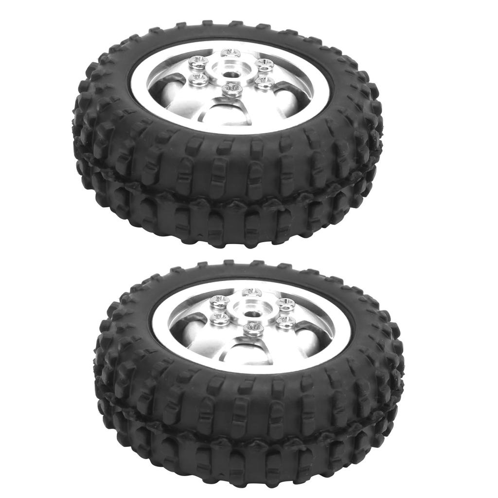 D12005 52mm RC Car Tyre Rubber Aluminium Alloy AntiSkid Tires for WPL D12 110 RC Truck(Silver S )