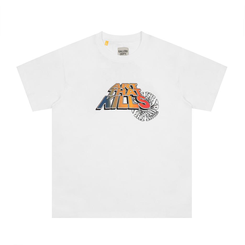 Cross-border European and American trendy brand GALLERY DEPT gradient letter print short-sleeve T-shirt for men and women, high street short-sleeve
