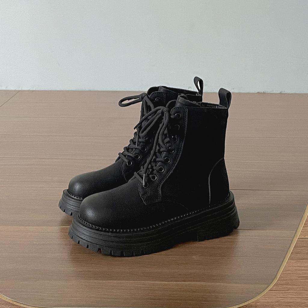 Мода Мода Женские Удобные Ботинки на Толстой Подошве Универсальные Ботильоны на Платформе для Осени Зимы Женская Обувь Ретро Ботинки на Шнуровке