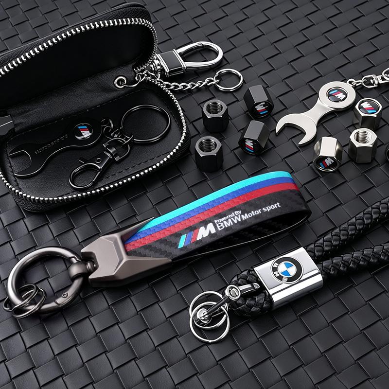 1Pcs Metal/Leather Keychain Hand-Woven Key Rope Key Ring Auto Emblem Accessories For BMW E90 E87 F30 E60 F01 F02 G20 X1 X3 X4 X5 rvsh75