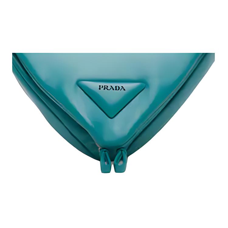 Prada Логотип Треугольник Гладкая Кожаная Сумка Через Плечо На Плечо Женские Сумки Сине-Зеленый 1BA315-2DX8-F0363