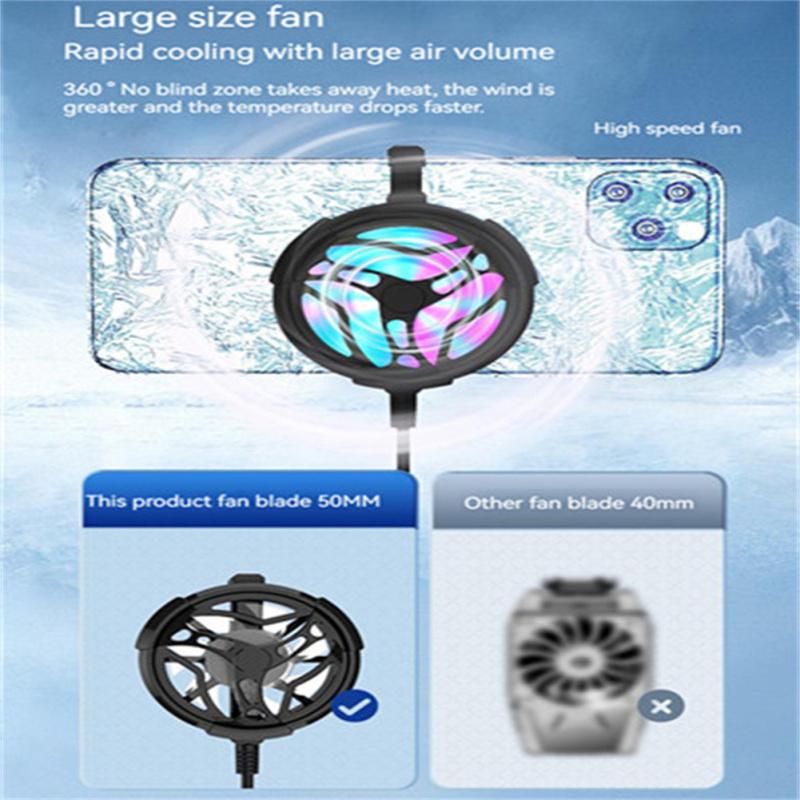 Универсальный RGB мини-вентилятор для телефона, USB-радиатор, игровой кулер, совместимый с iPhone, Samsung, Xiaomi