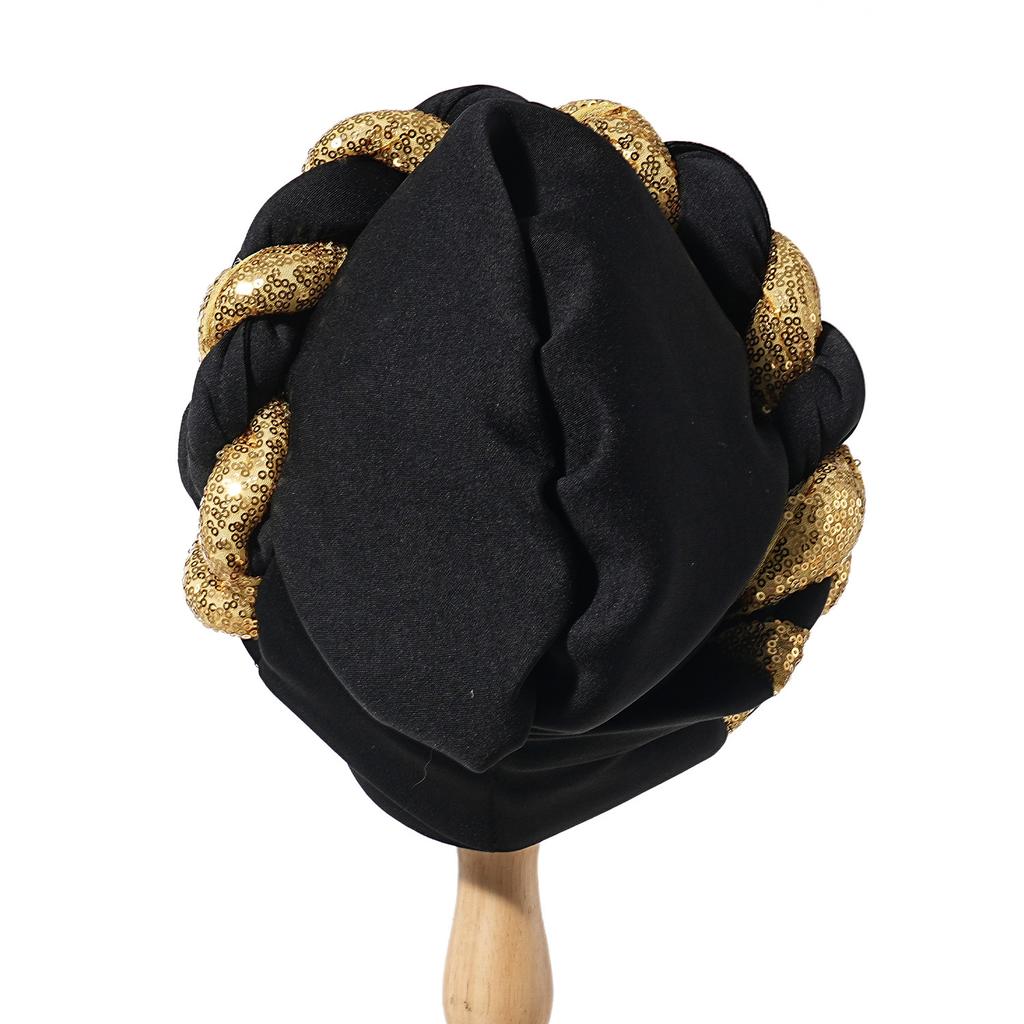 Bonnet for Women Turban Twist Simple Ethnic Headscarf European American Versatile Thick Braids Milk Silk Cross-Wrapped Headgear