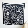 Spring And Summer Retro Printed 90 Twill Square Towel, Women'S Versatile Minimalist Flower Square Towel