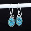 Natural Blue Copper Turquoise Gemstone 925 Sterling Silver Earring, Boho Silver Jewelry Dangle Earrings, Gifts For Anniversary Gifts For Her