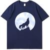 Howling Wolf At Blue Moon Fashion Shirts Graphic Tee Tops  Tshirt New Arrival Goods Short Sleeve Tee Cotton Mens Tshirts