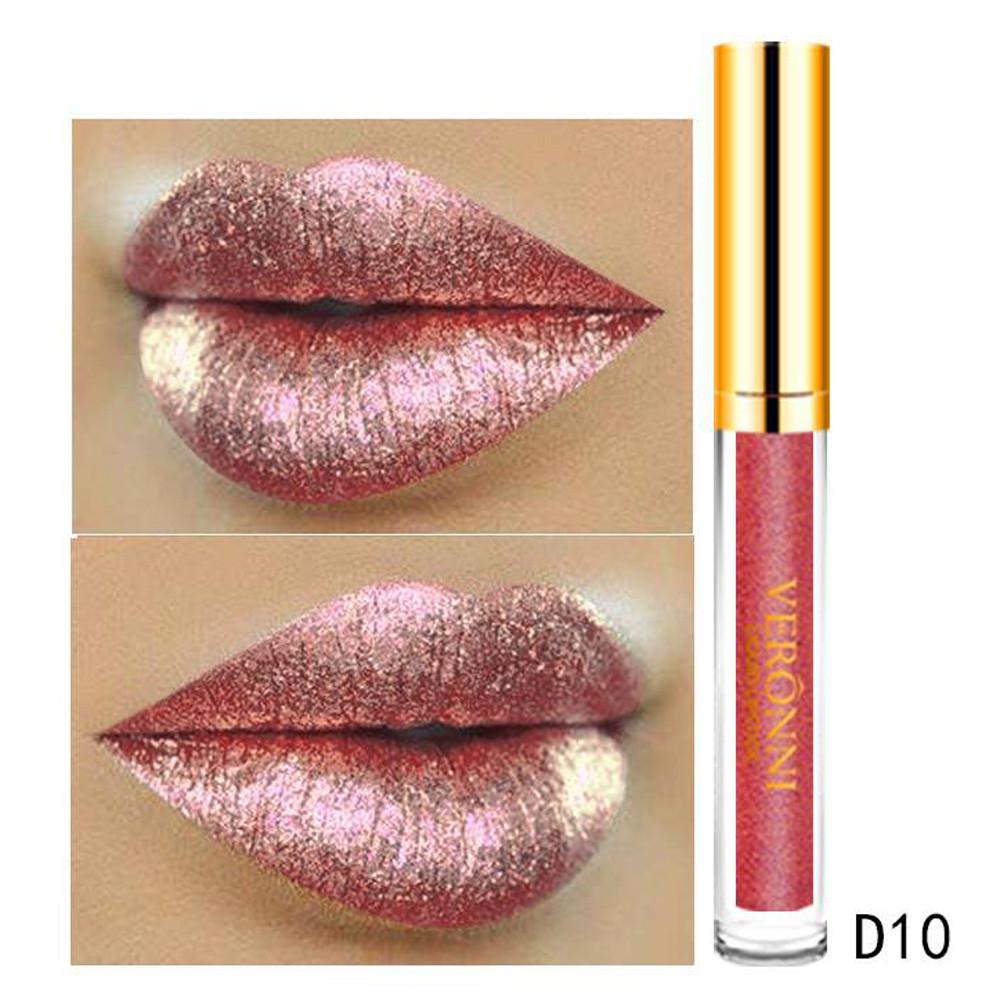 10 Color Womens Glitter Flip Lipstick Flip Pull Pearl Lip Gloss 6ml