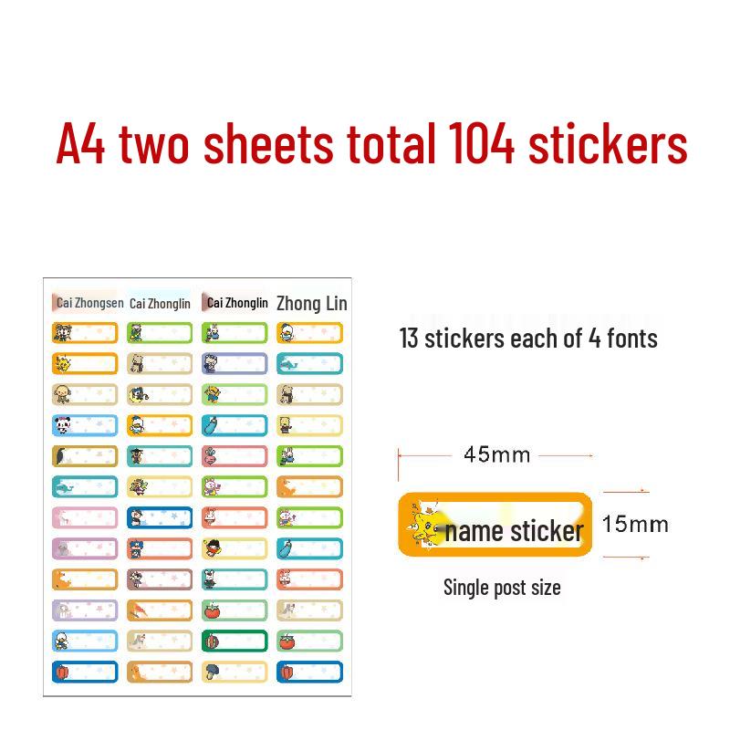 Durable Waterproof & Oil-proof No-Iron Kindergarten Name Stickers