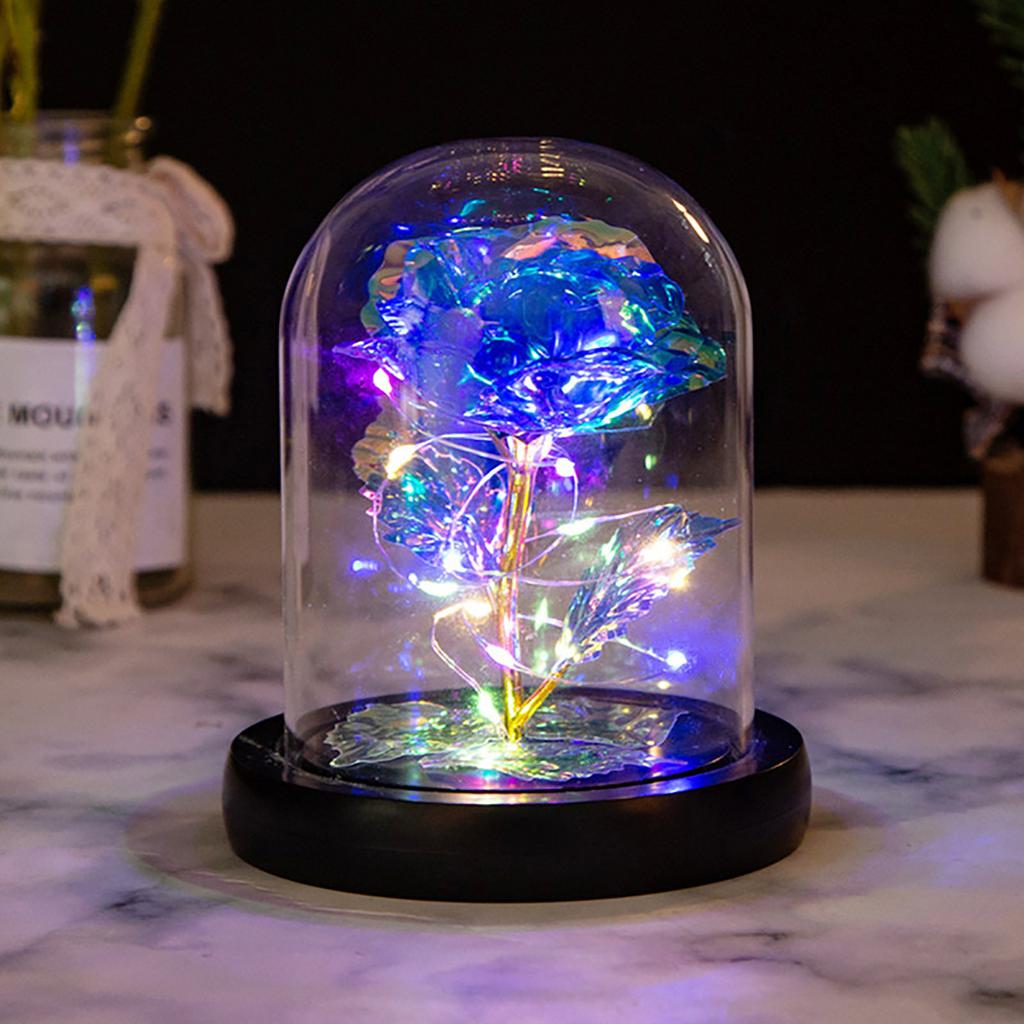 Искусственные розы Цветы Стеклянная роза Светодиодный подарок на День Святого Валентина