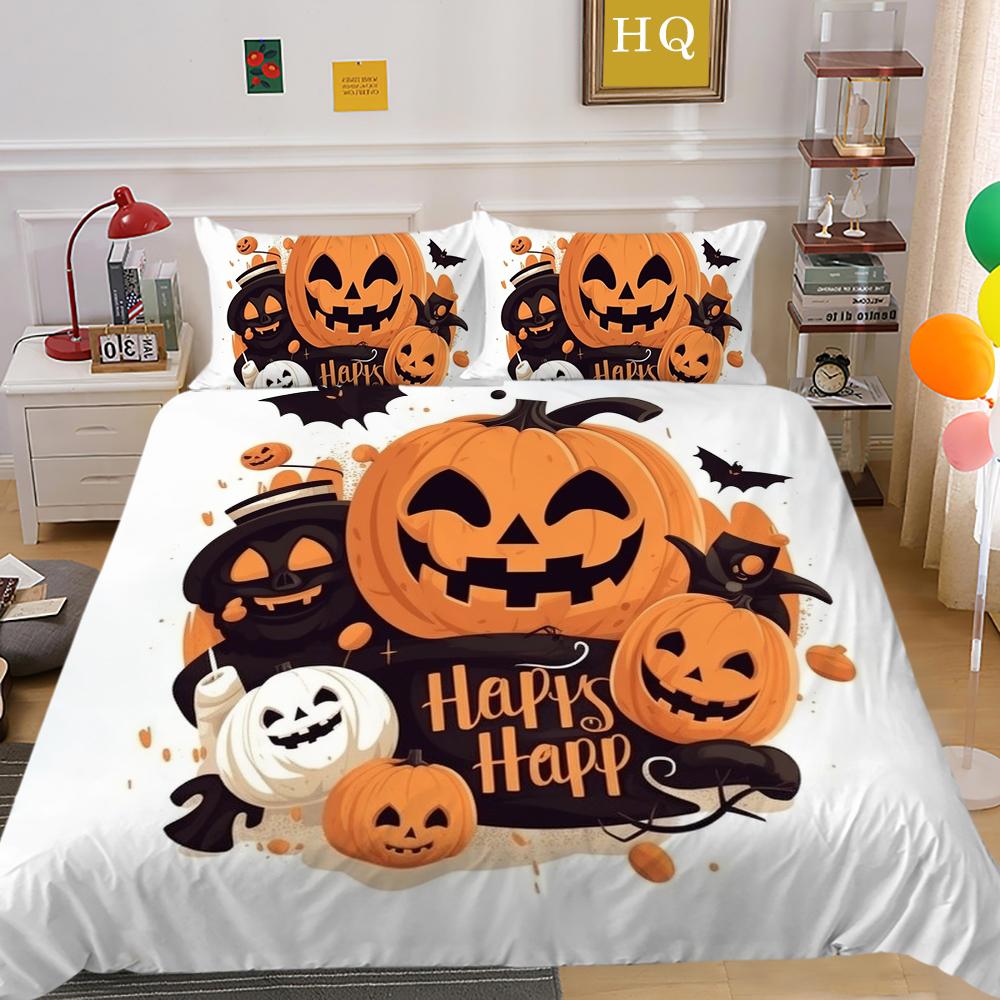 3D Halloween Home Bedding Set Terrorist Atmosphere Decoration Quilt Cover Pillowcase Set AU/DE/EU/US Full Size Soft Bedroom Decoration