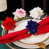 Red Rose Shape Handicraft Towel Buckle Napkin Ring Wedding Party Valentine's Day Hotel Table Decor Metal Gold Napkin Holder