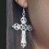 Large Dangle Cross Earrings Vintage Metal Gothic Drop Earring For Women Men Hanging Ear Jewelry