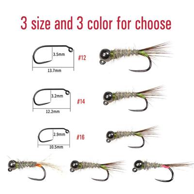 Bimoo 6 шт. черная вольфрамовая головка флуоресцентная оранжевая розовая зеленая джиг-джиг Fly Euro Nymph Perdigon Nymphs быстро тонущая приманка для ловли форели