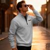 Men's Casual Loose Solid Color Outdoor Fleece Half Zip Stand Up Collar Pullover Hoodie