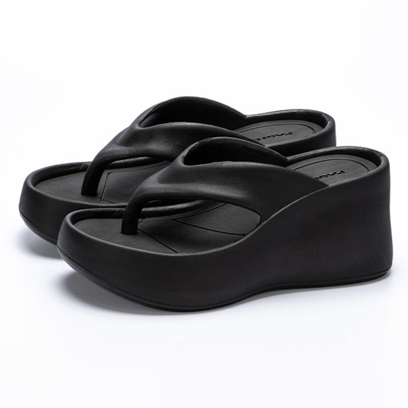 Летние шлепанцы Lucyever на танкетке для женщин 2024 года, модные женские тапочки на платформе с застежкой-молнией, нескользящие пляжные шлепанцы с толстой подошвой