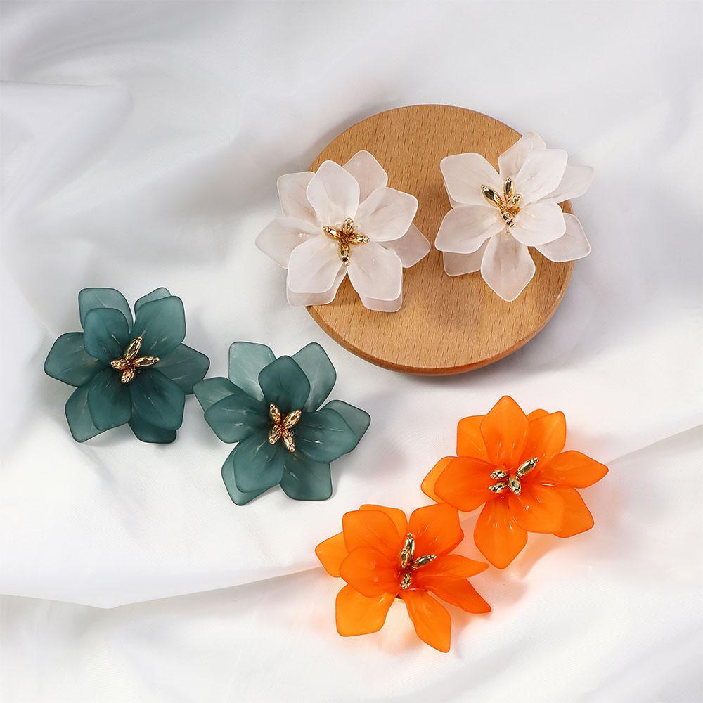 Women Girls Big Flower Shape Personality Petals Jewelry Accessories Studs Earrings Drop Earrings
