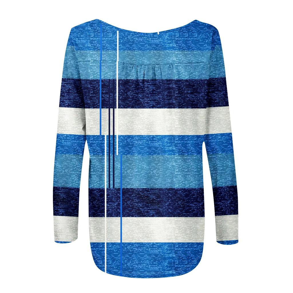 Женская туника с длинным рукавом, свободные топы, повседневные топы оверсайз, плиссированная туника, застегивающаяся на пуговицы, повседневные женские топы с принтом