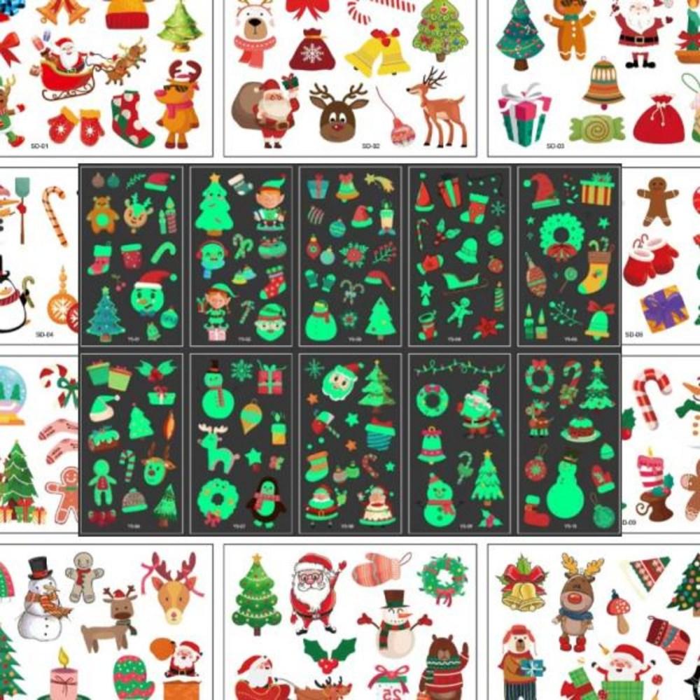 Модные рождественские светящиеся наклейки-татуировки, 2 шт.. Рождество 12 видов - 2 вида