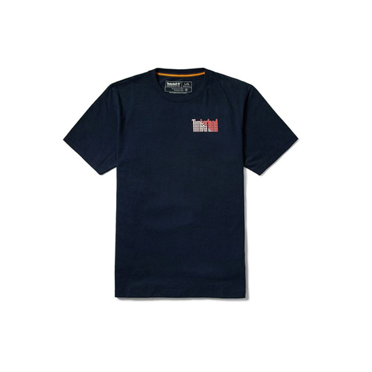 Timberland Повседневная спортивная футболка с круглым вырезом и коротким рукавом с буквенным принтом, мужские топы, темно-сапфирово-синие A253Q-433