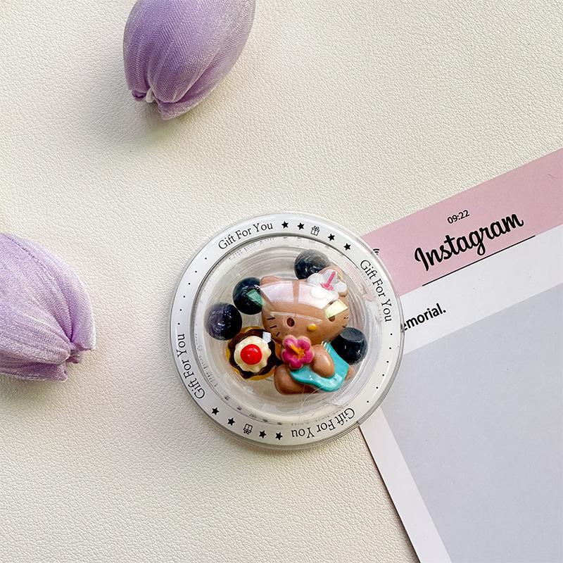 Mobile Phone Airbag Bracket Pasted Round Rocking Music Strawberry Kt Cat Women'S Cute Magnetic Desktop Support Rack Ring