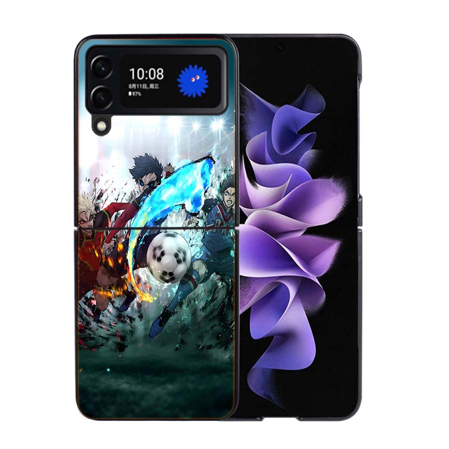 Blue Lock Anime Phone Case For Samsung Z Flip 7 6 5G Galaxy Z Flip4 Z Flip5 Z Flip3 Coque Black Hard PC Shell Protective Cover