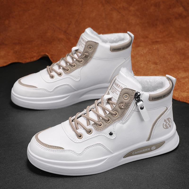 Мужские высокие ботинки зима британский стиль повседневные кожаные ботинки мужские бархатные полувысокие кеды теплые хлопковые ботинки ботинки Мартин кеды