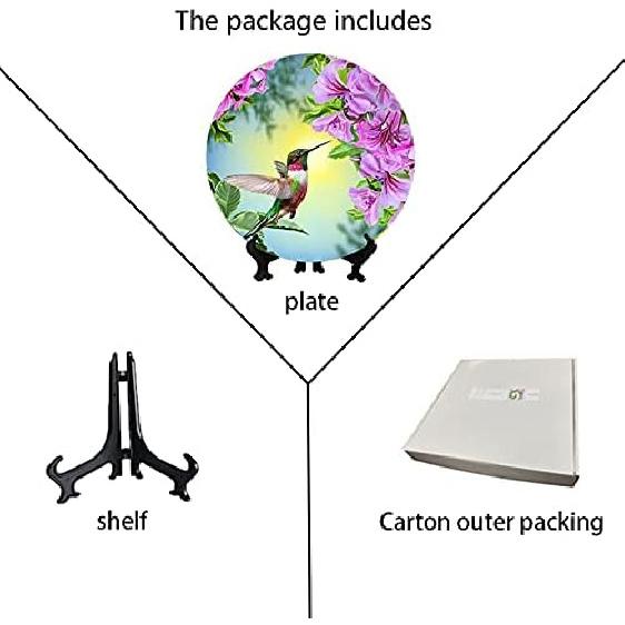 Маленькая Птичка Колибри Розовые и Фиолетовые Цветы Декоративная Тарелка Декоративные Керамические Тарелки Дом Вибрирующая Тарелка с Подставкой для Дисплея Украшение Домашнее Хозяйство