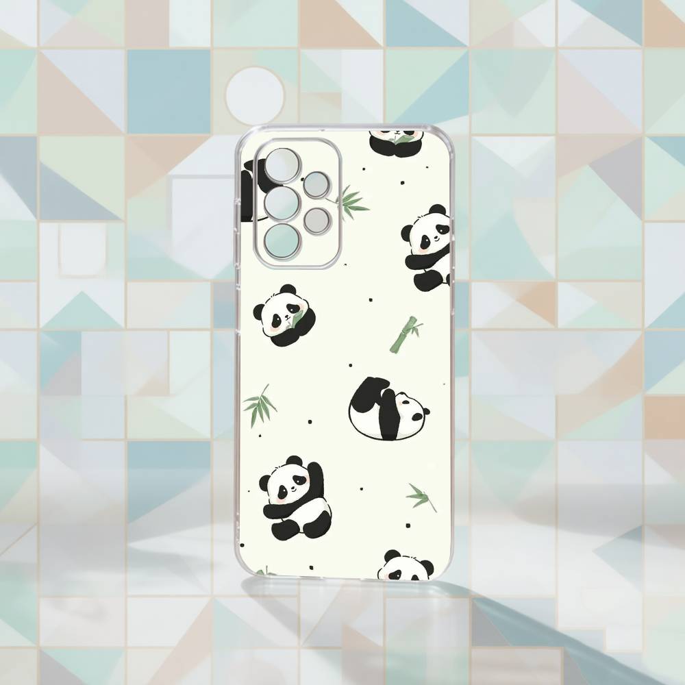 Cute Panda Phone Case Transparent Silicone Soft For Samsung S25,S24,S21,S22,S23,S30,Ultra,S20,Plus,Fe