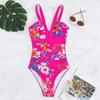 One Piece Women Swimwear Deep V Floral Print Swimsuit