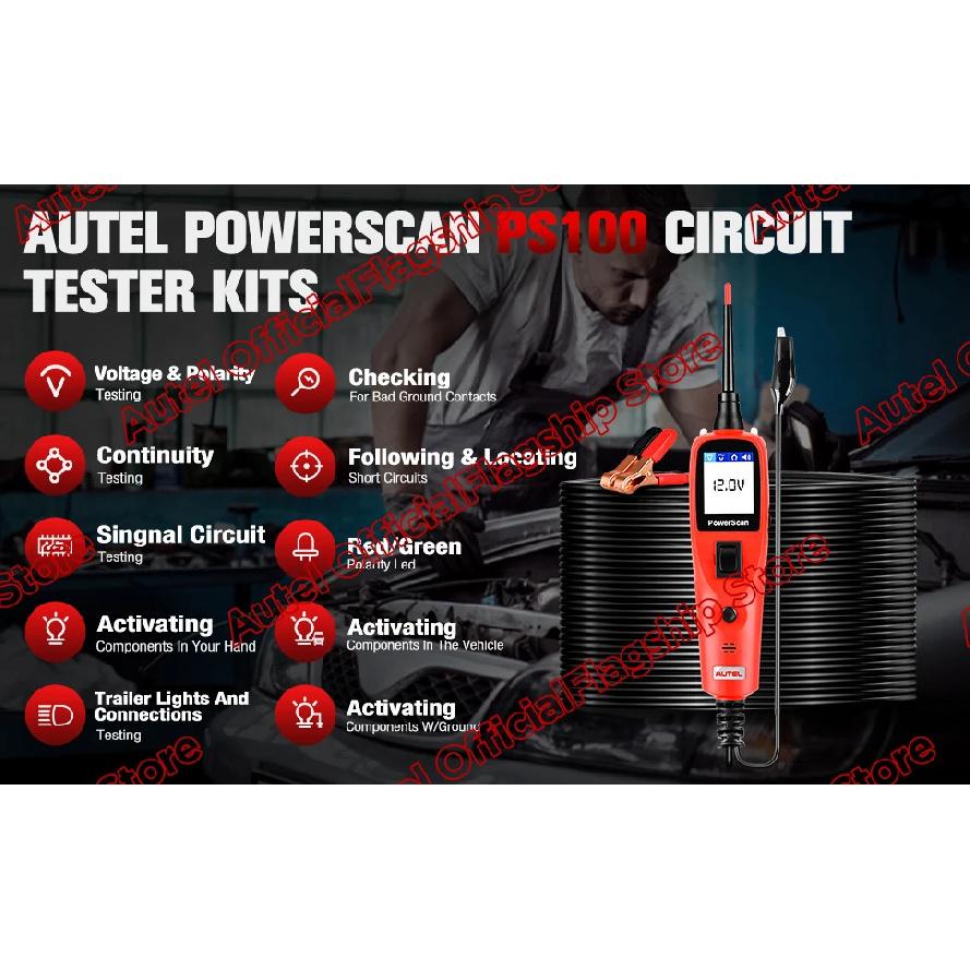 Новейший Autel PowerScan PS100 Диагностический инструмент электрической системы Авометр-тестер цепей с фонариком Четыре режима работы