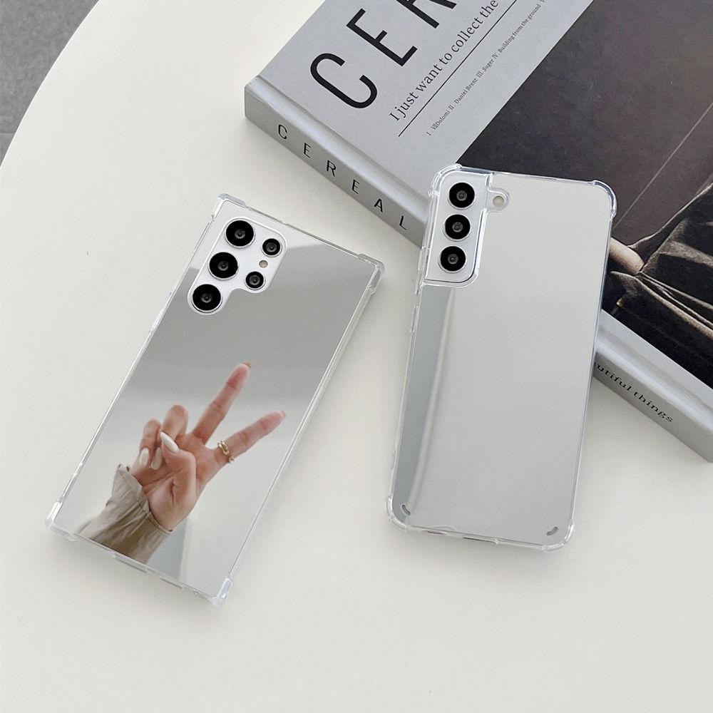 Ударопрочный Зеркальный Чехол для Телефона Для Samsung Galaxy S25 S24 S23 S22 Ultra Задняя Крышка Для Samsung S24 S25 PLUS Бампер-Крышка для Макияжа