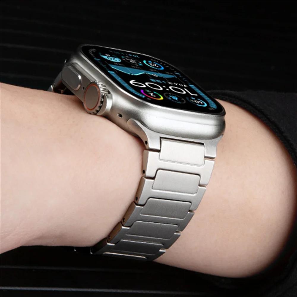 Металлический ремешок из титанового сплава для Apple Watch Ultra 3 11 10 9 8 7 SE 6 Силиконовый магнитный браслет для iWatch 42 мм 44 45 мм 46 мм 49 мм