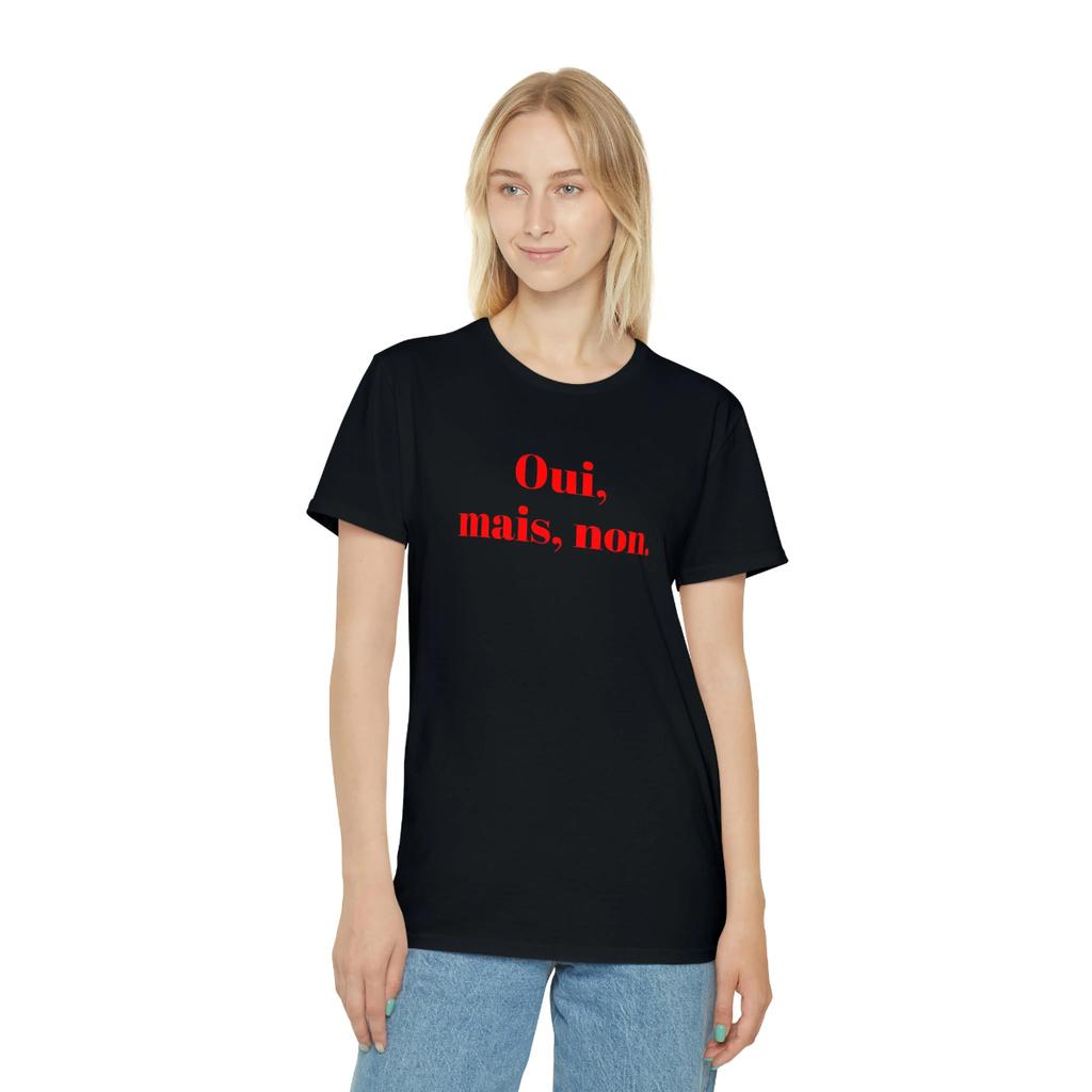 Oui Mais Non French Letter Print Tshirt Minimalist Style Casual Short Sleeve Crew Neck Graphic Tshirt Fashion Unisex Clothing