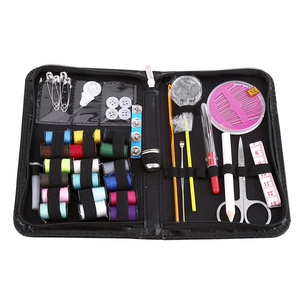 Portable Sewing Kit, PU Lther Case with Essential Tools Including Thrds Needles Scissors and Msuring Tape, Travel Home Craft Clothes Repair