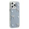 For iPhone 16 Pro Max Case Pearl Bow Epoxy Design TPU+PC Phone Back Cover