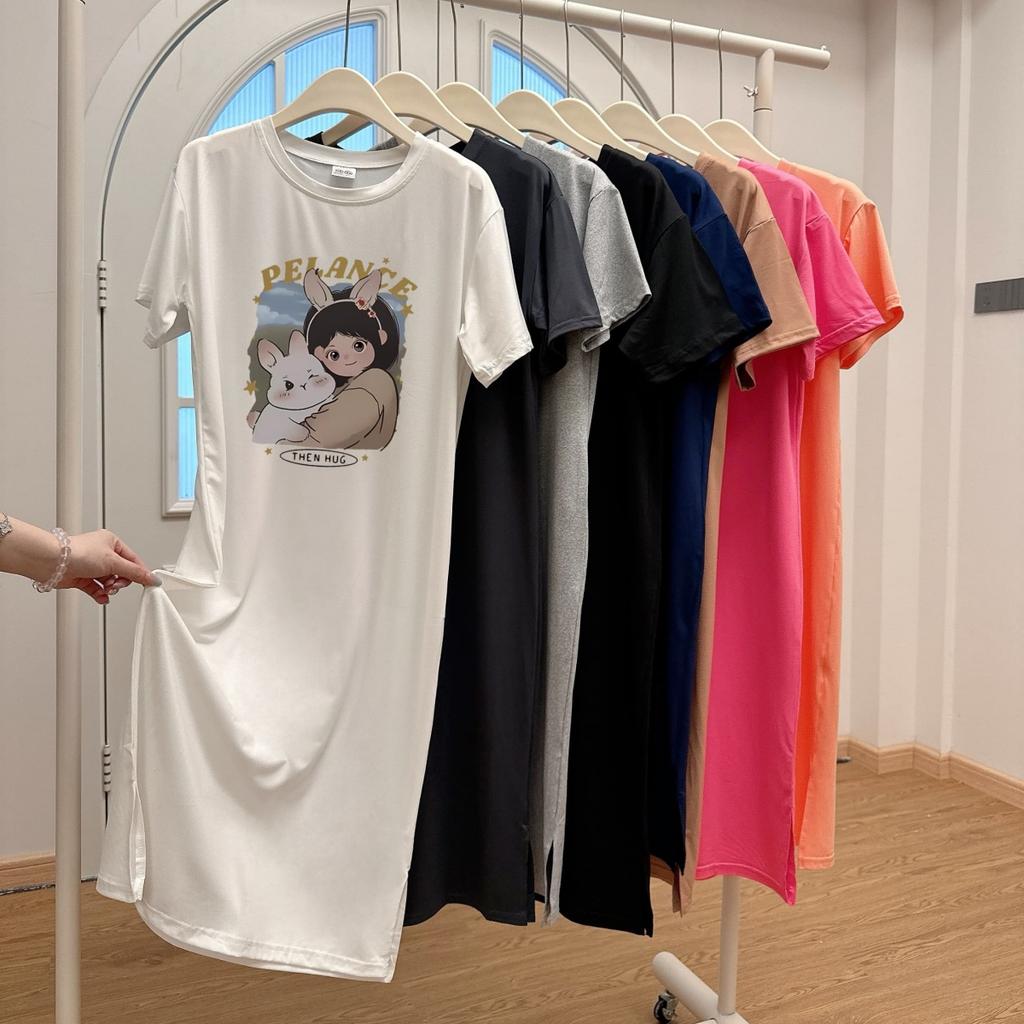 Женское платье-футболка с короткими рукавами и круглым вырезом, большого размера, свободного кроя, длинное, в стиле кэжуал, длиной до колена, для сна