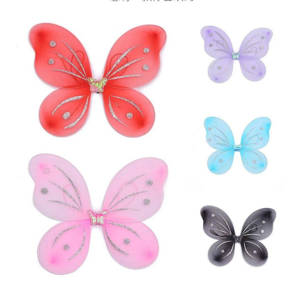 3Pcs/Set Girls Kids Halloween Dressing Up Fancy Dress Glitter Butterfly Costume Fairy Wing