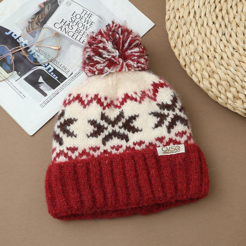 Korean Version of Autumn and Winter Hat for Women's Big Head and Face Slim Knitted Hat Rabbit Hair Ear Protection Warm Hat Plus Wool Yarn Hat