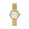 Round Quartz Watch For Women Rhinestone Bezel Geometric Line Dial Textured Mesh Strap Elegant Daily Waterproof Wristwatch