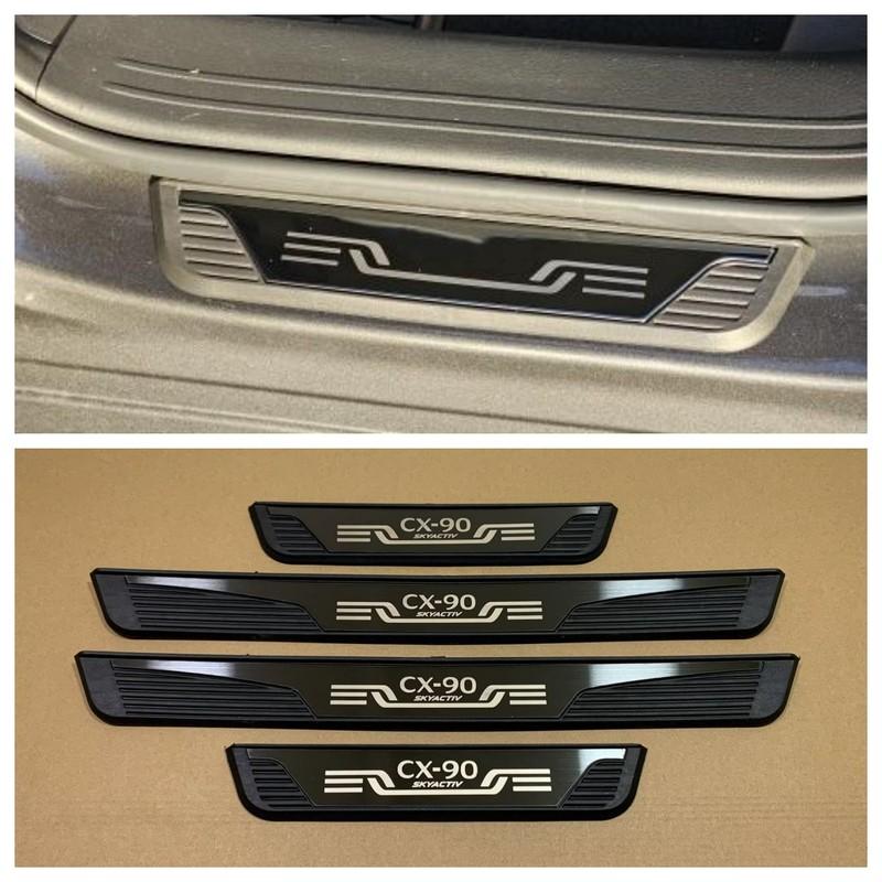 For Mazda CX90 CX-90 2024 Car Door Sill Protector Pedal Cover Scuff Plate Trims Sticker Car Styling Accessories