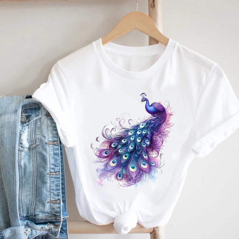 (Asian Size) Short Sleeve T Shirt Lovely Flower Style Trend Fashion Women Casual Tee Top Clothing Print Ladies Female Graphic T-shirts