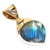 Natural Labradorite TwoTone 925 Solid Sterling Silver Jewelry Pendant 1.50" V3V48