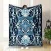 Art Deco Style Face and Floral Pattern Blanket Flannel Blanket for Bedroom, Living Room, Sofa, and Nap Sofas.