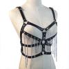 Женское Кожаное Тело Нагрудный Ремень Кейдж Бюстгальтер Цепной Пояс Готический Костюм Черный