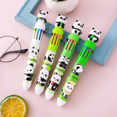 4 шт. 0,5 мм Шариковая ручка Panda Десять цветов Креативная Мультяшная Силиконовая 10-цветная Шариковая ручка Милая Ручка с Кнопкой Многоцветная Ручка Ручка для Записей