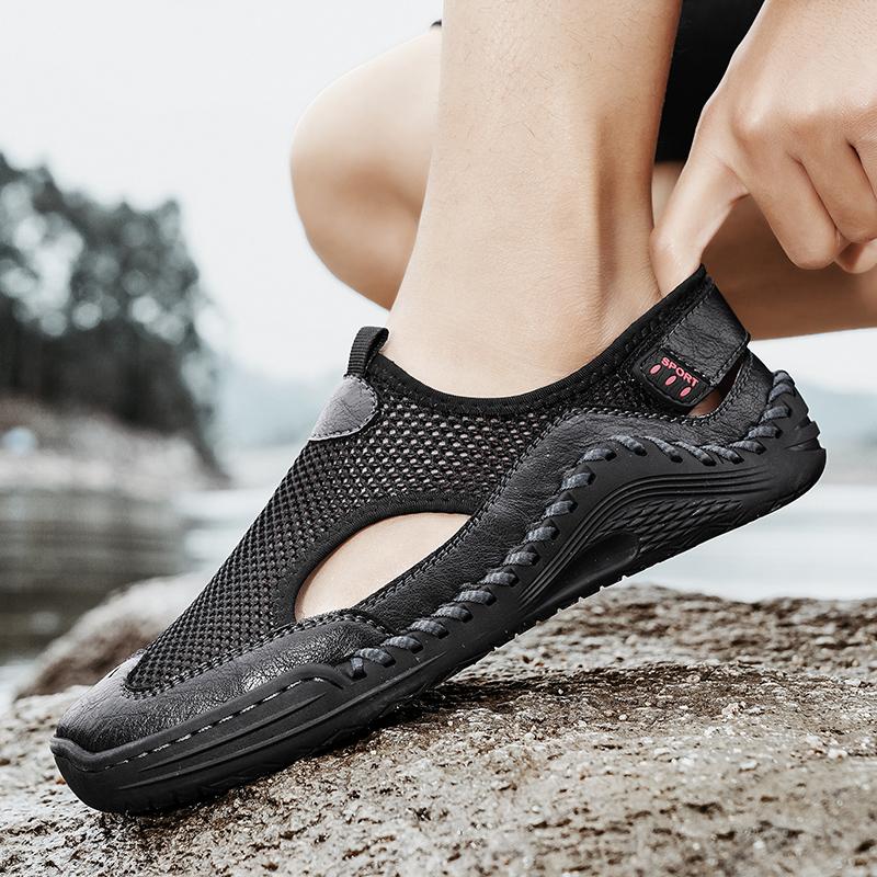 Men Sandals Black Gladiator Sandals Outdoor Summer Green Roman Sandals Sport Beach Shoes Plus Size Close Toe